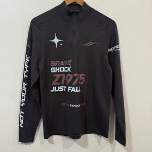 Zara Brave Shock Z1975 Charcoal Ribbed Knit Long Sleeve Cycling Men's Top Size L